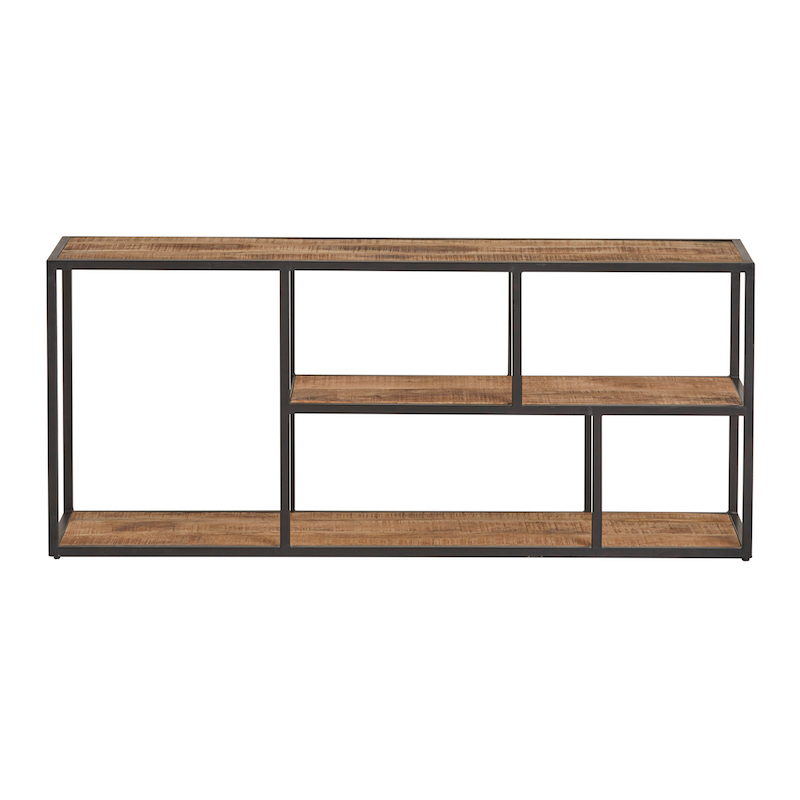 Tv dressoir 140 cm breed, mango hout met zwart metaal