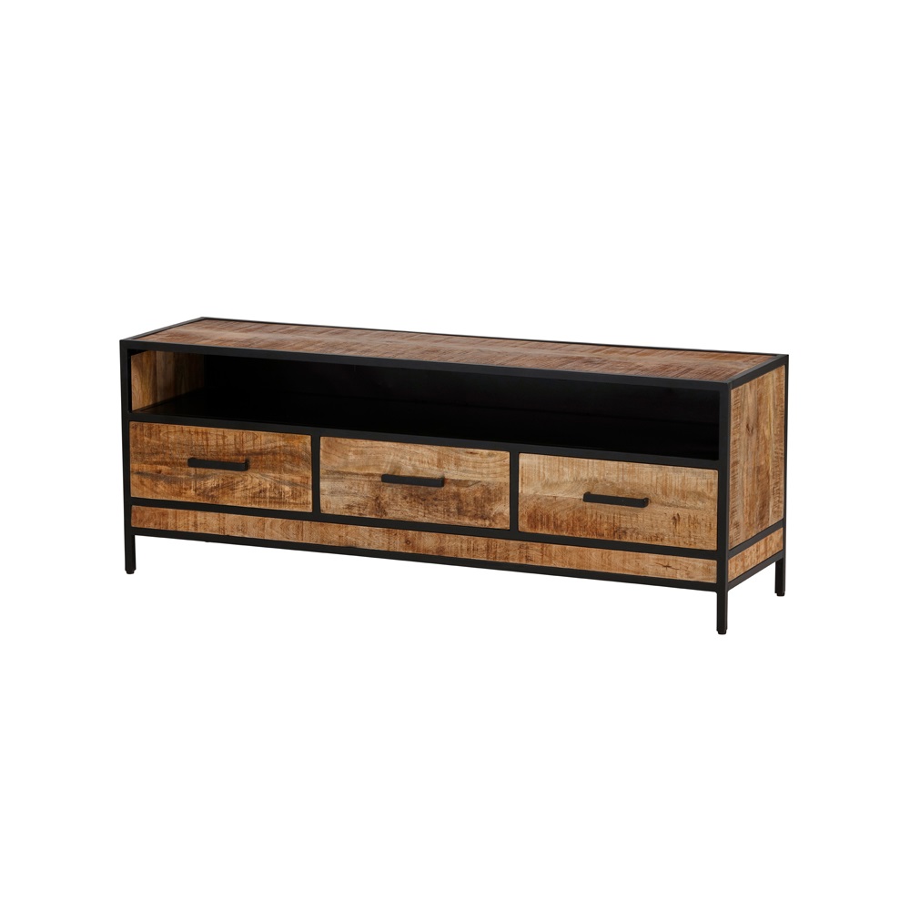 Mango tv dressoir met zwart staal (breed 100 - 150 - 180 cm)