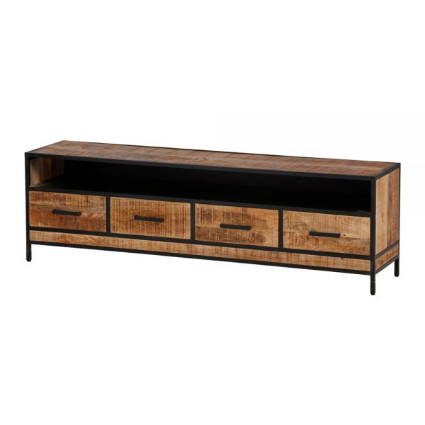 Mango tv dressoir met zwart staal (breed 100 - 150 - 180 cm)